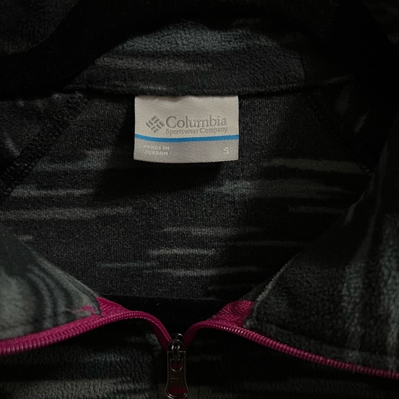 Columbia Ladies S Black & Grey Fleece Pullover 1/4 Zip Jacket with Pink Zipper - Picture 5 of 15